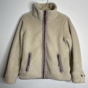 Patagonia Divided Sky Teddy Bear Pile‎ Fleece Beige Full Zip Warm Cozy Jacket M
